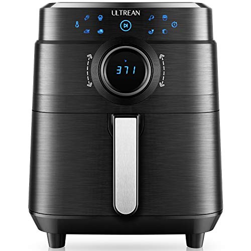 Ultrean 6 Quart Air Fryer, Deluxe Temperature and Time Knob and Matte Finish Design, Electric Hot Air Fryers Oven Cooker, Non-Stick Basket and Bonus Cook Book, 1700w