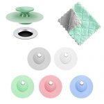GNAWRISHING Silicone Drain Stopper (5 PCS) Bathroom Floor Drain Stopper Hair Catcher Drain Plug Filter Bathtub Stopper Drain Cover Strainer Shower Caddy with 1 Duster Cloth,Kitchen and Bathroom