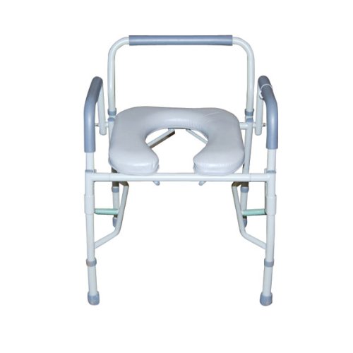 Drive Medical Steel Drop Arm Bedside Commode Drive Medical Steel Drop Arm Bedside Commode with Padded Seat and Arms, Grey.