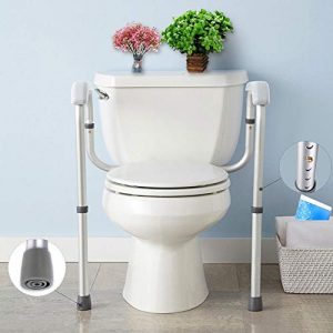 Stand Alone Toilet Safety Grab Rail Frame，Toilet Rail- with Adjustable Height for Toilet Assist,Toilet Safety Handrail Grab Bar for Elderly, Handicap and Disabled 374.8lbs Weight Capacity