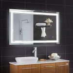 Keonjinn 40 x 24 Inch Anti-Fog Horizontal/Vertiacl Dimmable LED Bathroom Vanity Mirror Large Wall Makeup Mirror with Light