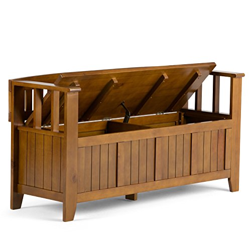 Simpli Home Acadian Solid Wood 48 inch Wide Rustic Entryway Storage Bench Simpli Home Acadian Solid Wood 48 inch Wide Rustic Entryway Storage Bench in Light Avalon Brown.