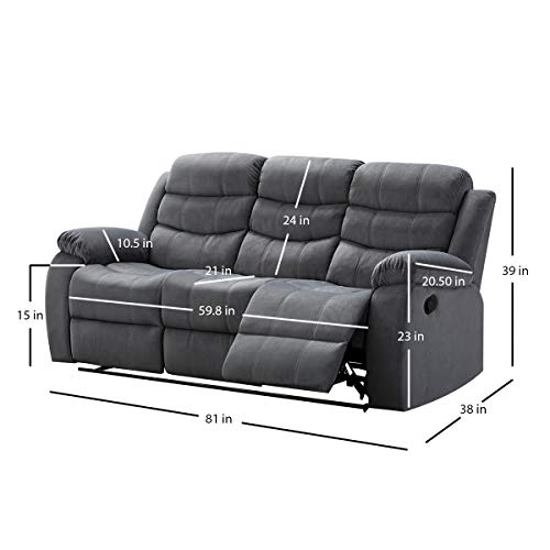 Reclining Dwelling Room Upholstered Couch, Set with 4 AC Pacific 2-Piece Reclining Dwelling Room Upholstered Couch, Set with 4, Couch and Loveseat, Gray