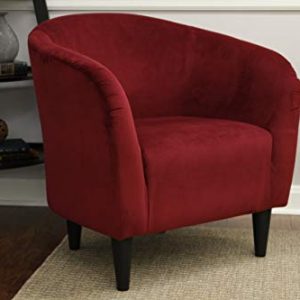 Tub Accent Chair Berry Red Microfiber Upholstery Padded Seat Living Furniture Bucket Barrel Chair Comfortable Deep Foam Cushion Modern Living Room Office Guest Chair