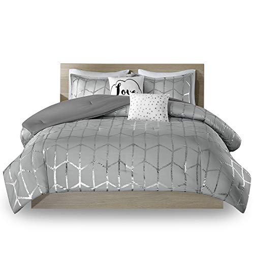 Intelligent Design Raina Comforter Set King/Cal King Size Clever Design Raina Comforter Set King/Cal King Measurement - Gray Silver, Geometric – 5 Piece Mattress Units – Extremely Smooth Microfiber Teen Bedding for Ladies Bed room.