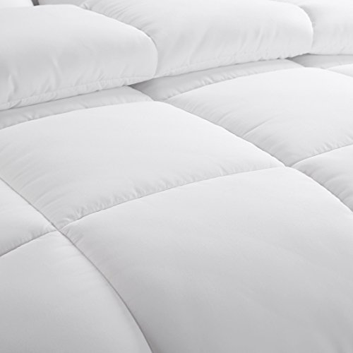 EASELAND All Season, Queen Size Soft Quilted Down Alternative Comforter EASELAND All Season Queen Measurement Delicate Quilted Down Various Comforter Lodge Assortment Reversible Quilt Insert with Nook Tabs,Winter Heat Fluffy Hypoallergenic,White,88 by 88 Inches.