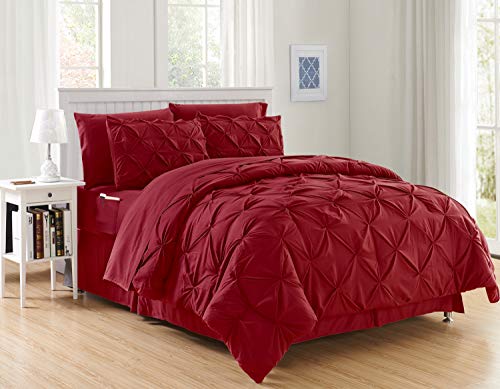 Elegant Comfort Luxury Best, Softest, Coziest 8-Piece Bed-in-a-Bag Comforter Set on Amazon Silky Soft Complete Set Includes Bed Sheet Set with Double Sided Storage Pockets, King/Cal King, Burgundy