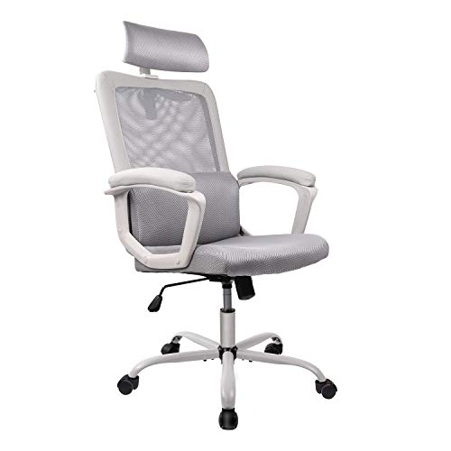 Smugdesk Ergonomic Office Chair, High Back Mesh Desk Office Chair Adjustable Headrest Computer Task Chair - Gray