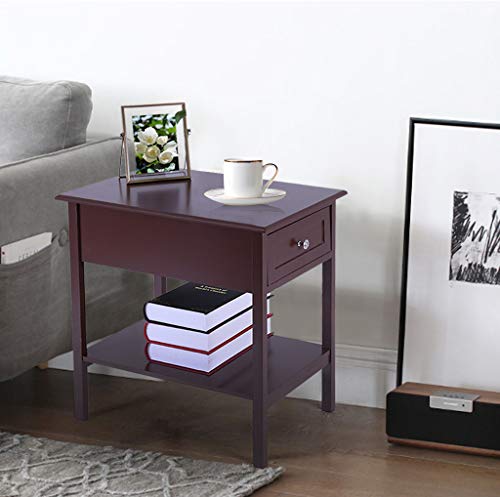 Narrow/Slim End Tables with Drawers/Shelf Sofa/Chair Side Bedside Table/Cabinet Living Room Bedroom Nightstand Espresso 13.78“L x 21.65”W x 23.62“H