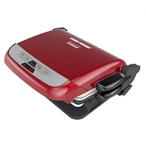 George Foreman 5-Serving Multi-Plate Evolve Grill System with Ceramic Plates and Waffle Plates, Red, GRP4842RB