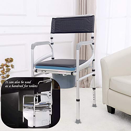 SUKONG Bedside Commode, Aluminum Portable Toilet SUKONG Bedside Commode, Aluminum Portable Toilet with Cover, Adjustable Height of 5 Levels.