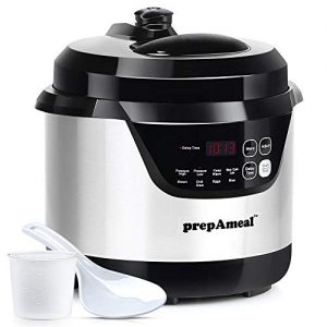 prepAmeal 3 Quart Electric Pressure Cooker 8-IN-1 Multi-Use Programmable Instant Cooker Electric Pressure Pot with High & Low Pressure Cooker, Slow Cooker, Rice Cooker, Steamer, Sauté, Brown and Warmer