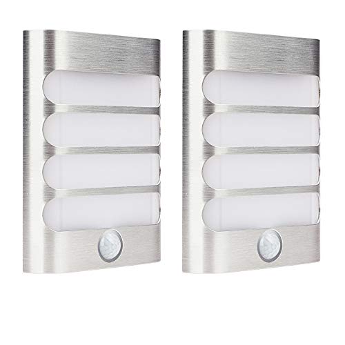 2-Pack Leadleds Luxury Aluminum Stick Anywhere Bright Motion Sensor LED Wall Sconce Night Light Battery Operated, Auto On/Off for Hallway, Closet, Pathway, Staircase, Garden