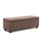 BELLEZE Modern Ottoman Bench 48" inch Living Room Storage Rectangular Furniture Leather Luxury, Rustic Brown