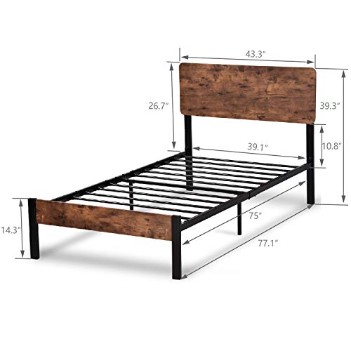 Amolife, Twin Bed Frame with Headboard/Platform Metal Bed Frame Amolife Twin Mattress Body with Headboard/Platform Metallic Mattress Body with Footboard/Mattress Basis/Sturdy Slat Assist/No Field Spring Wanted.