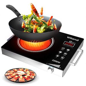 Portable Induction Cooktop induction stove Countertop Burner, 2200 W 120-Volts Induction Cooker with Timer Temperature Control, Smart Touch Sensor Electric Ceramic Cooker Glass Plate Cooktop for Stainless Steel All Cookware
