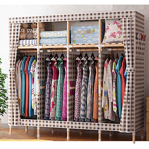 Protable Not-Woven Cloth Wardrobe, Assembled Storage Armoire Closet Organizer Shelf Garment Rack for Bedroom-c L170xw45xh170cm(67x18x67inch)
