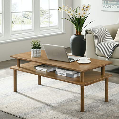 Furnitela Rustic Farmhouse Coffee Table for Living Room, Solid Wood 47 inch