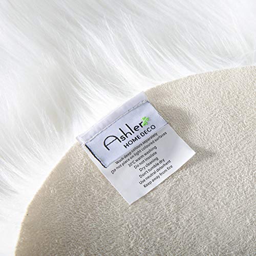 Ashler Soft Faux Sheepskin Fur Chair Couch Cover White Ashler Comfortable Fake Sheepskin Fur Chair Sofa Cowl White Space Rug for Bed room Flooring Couch Dwelling Room 2 x 6 Toes.