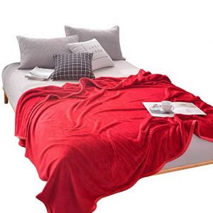 Uozzi Bedding Flannel Fleece Full/Queen Adult Blanket, Super Soft Warm Cozy Men Women Warm Spring Blanket Luxury Microfiber Bed Blanket for Bedroom, TV, Sofa, Travel, Gift Choice (Red, 80x90)