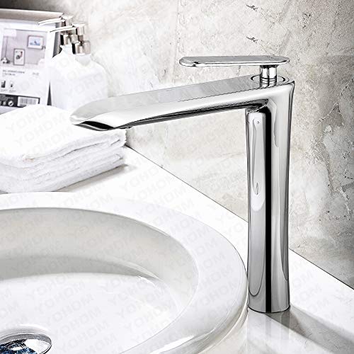 Yohom Tall Bathroom Vessel Sink Faucet Chrome Single Handle Bowl Sink Faucet Basin Sink Mixer Tap One hole Solid Brass