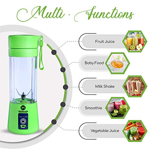 NestariaHome Portable blender for shakes and smoothies NestariaHome Transportable blender for shakes and smoothies - USB rechargeable blender / instantaneous blender with Six sharp 3D Blades, Meals Grade PP &amp; BPA Free Materials - Private transportable blender bottle, Blender on the go, 380ml 12.8(oz).