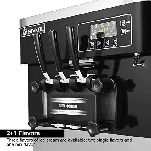 COSTWAY Commercial Ice Cream Machine COSTWAY Industrial Ice Cream Machine, Computerized 2200W 20-28L/5.3-7.4Gallon Per Hour Delicate &amp; Exhausting Serve Ice Cream Maker with LCD Show Display, Auto Shut-Off Timer, Three Flavors.
