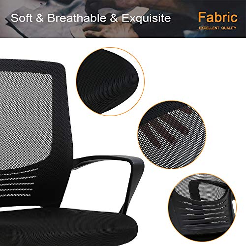 Office Chair, Modern Mid Back Mesh Computer Lumbar Support Workplace Chair, Fashionable Mid Again Mesh Pc Lumbar Help Swivel Desk Job Chair, Ergonomic Government Chair with Thick Seat Cushion, Wheels and Peak Adjustable for Vacation &amp; Christmas Present - Black.