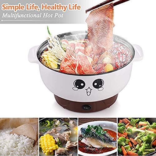 ELEOPTION 4-IN-1 Multifunction, Electric Cooker ELEOPTION 4-IN-1 Multifunction Electrical Cooker Skillet Grill Pot Wok Electrical Scorching Pot for Noodles Prepare dinner Rice Fried Stew Soup Steamed Fish Boiled Egg Small Non-stick (2.3L, with Lid and Steamer).