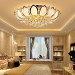 KALRI Luxury Crystal Indoor Chandeliers, Modern Gold Flush Mount Ceiling Light Pendant Lamp Fixture for Living Room, Dining Room and Bedroom, Diameter 23.6''