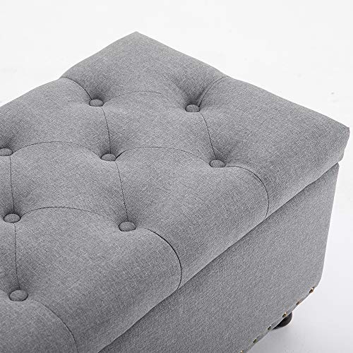 BELARDO home Good & Gracious Ottoman with Storage BELARDO home Good &amp; Gracious Ottoman with Storage, 31.9" Large Storage Chest Foot Rest Stool Tufted Ottoman Holds up to 660lbs End of Bed Bench for Bedroom and Living Room, Gray.