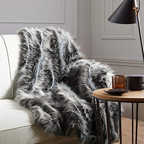 HORIMOTE HOME Luxury Faux Fur Throw Blanket HORIMOTE HOME Luxurious Fake Fur Throw Blanket, Gray and Black Excessive Pile Combined Throw Blanket, Tremendous Heat, Fuzzy, Elegant, Fluffy Ornament Blanket Scarf for Couch, Sofa and Mattress, 60''x 80''.