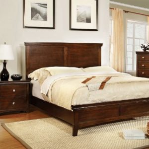 Furniture of America Pasha 3-Piece Queen Platform Bedroom Set with Two-Nightstands, Brown Cherry Finish