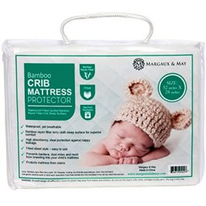 Ultra Soft Crib Mattress Protector Pad by Margaux & May - Waterproof - Noiseless - Dryer Friendly - Deluxe Bamboo Rayon - Fitted, Quilted - Stain Protection Baby, Infant & Toddler Cover