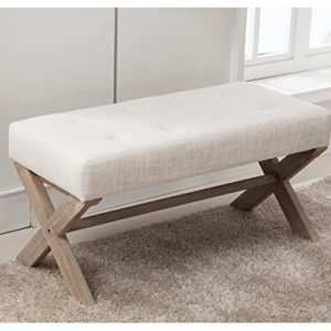 chairus Fabric Upholstered Entryway Bench Seat, 36 inch Bedroom Bench Seat with X-Shaped Wood Legs for Living Room, Foyer or Hallway by - Light Beige