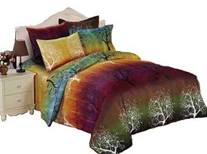 Swanson Beddings Rainbow Tree 3pc Duvet Bedding Set: Duvet Cover and Two Pillow Shams (Queen)