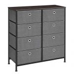 SONGMICS 4-Tier Wide Drawer Dresser, Storage Unit with 8 Easy Pull Fabric Drawers and Metal Frame, Wooden Tabletop for Closets, Nursery, Dorm Room, Hallway, 31.5 x 11.8 x 32.1 Inches, Gray ULTS24G