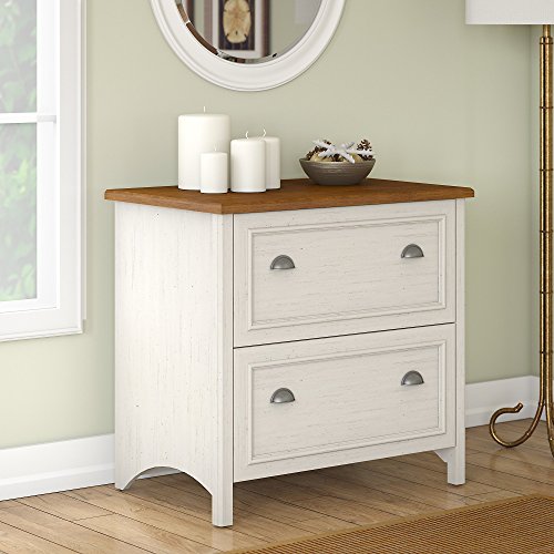 Bush Furniture Stanford 2 Drawer Lateral File Cabinet Bush Furniture Stanford 2 Drawer Lateral File Cabinet in Antique White and Tea Maple.