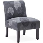 BELLEZE Curved Back Accent Slipper Chair Living Room Bedroom Upholstered Antique, Charcoal Sunflower