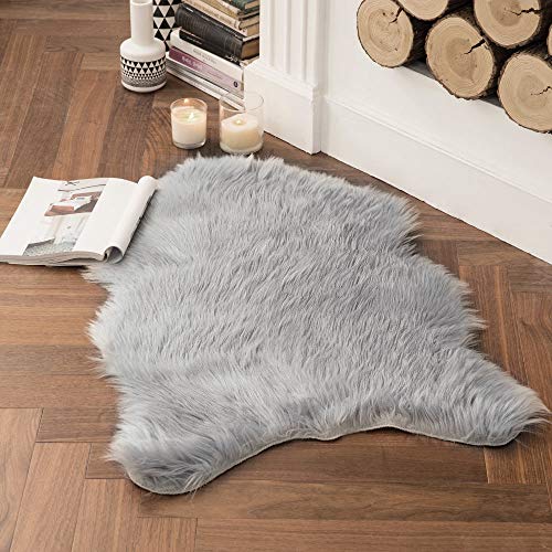 MIULEE Luxury Super Soft Fluffy Area Rug Faux Fur Sheepskin Rug Decorative Plush Shaggy Carpet for Bedside Sofa Floor Nursery 2 x 3 Feet, Grey