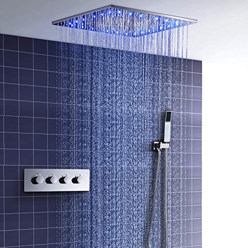 hm Shower System,20 Inch LED Constant Temperature Ceiling Shower Set,spa Spray, rain,Bathroom Luxury Rain Mixer Shower Combo Set,Rainfall Shower Head System,Shower Faucet Set