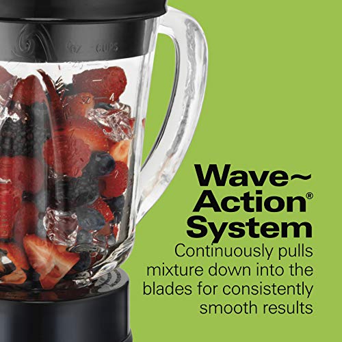 Hamilton Beach Wave Crusher Blender with 40oz Jar Hamilton Seaside Wave Crusher Blender with 40ozJar, 3-Cup Vegetable Chopper, and Moveable Mix-In Journey Container for Shakes and Smoothies, Gray &amp; Black (58163).