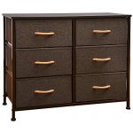 WAYTRIM Dresser Closet with 6 Drawers, Storage Tower Unit for Bedroom, Hallway, Closet, Office Organization, Wood Top, Easy Pull Fabric Bins - Brown