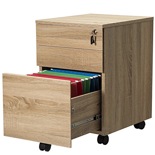 TOPSKY 3 Drawers Wood Mobile File Cabinet Fully Assembled Except Casters TOPSKY 3 Drawers Wood Mobile File Cabinet Fully Assembled Except Casters (Oak Letter Size).