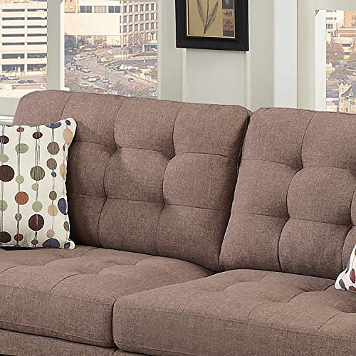 Bobkona Windsor Linen-Like 2 Piece Couch and Loveseat Set Poundex F6904 Bobkona Windsor Linen-Like 2 Piece Couch and Loveseat Set, Gentle espresso