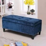 Asense Microfiber Rectangle Tufted Lift Top Storage Ottoman Bench, Footstool with Solid Wood Legs, Nailhead Trim
