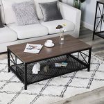 Living Room Table, Alecono 43.3" Rectangle Coffee Table with Metal Frame Cocktail Table for Home Office Desk, Brown