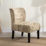 Roundhill Furniture Capa Print Fabric Armless Contemporary Accent Chair, Chalkboard Light