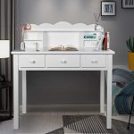 Home Office Furniture Writing Desk,Computer Work Station with Detachable Hutch,5 Drawers(White)