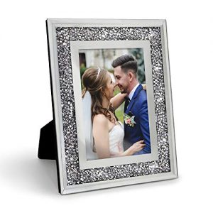 Afuly Silver Picture Frame 4x6 Sparkle Crystal Diamond Photo Frame for Couples Bling Gifts for Wedding Glitter Decorations for Room